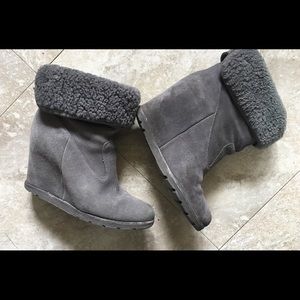 Ugg Suede And Sherpa Wedge Bootie